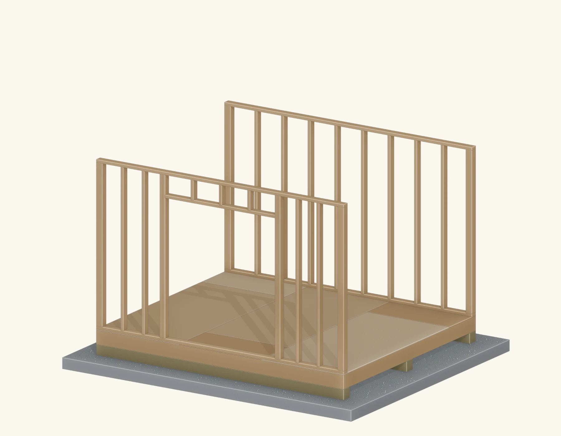 Fit the studs between the bottom and top plates.