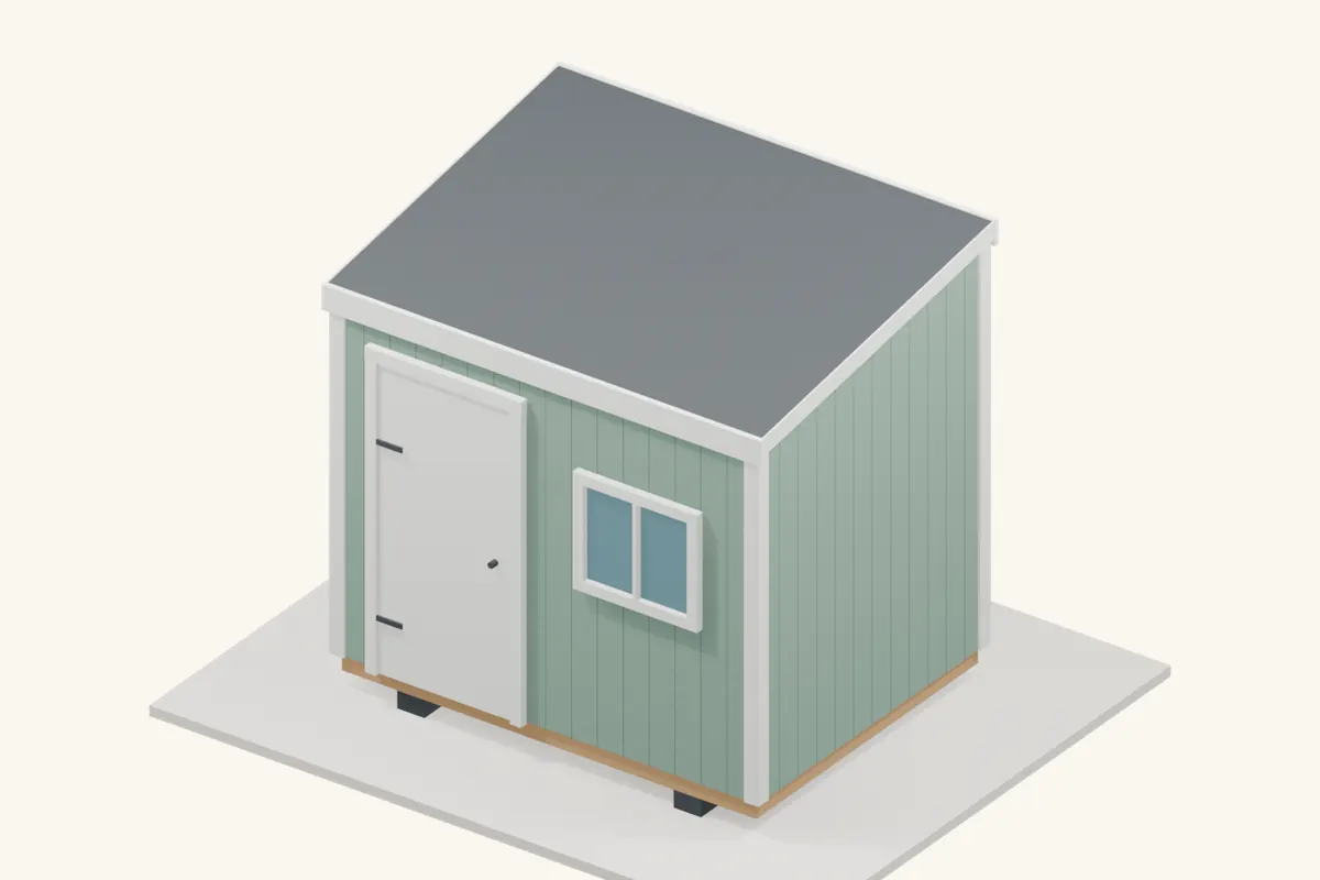 A finished single-slope shed roof, with a clear fall from the high wall toward the low edge.