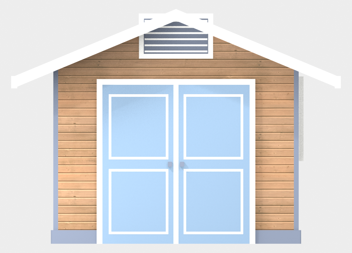 10x12 Storage Shed 10x12 - Left Elevation - 6ft double doors and gable vent