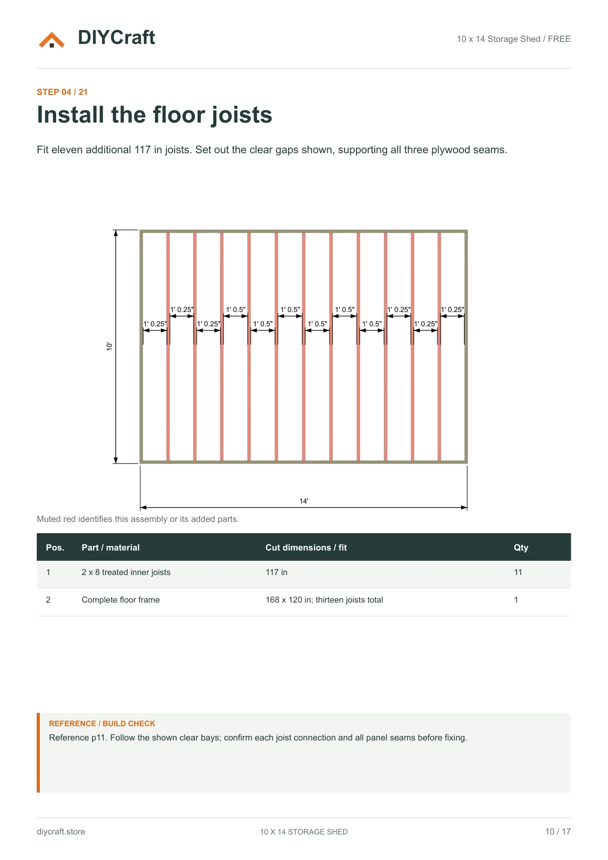 Floor joists: Free page 10: floor joist spacing from the free PDF