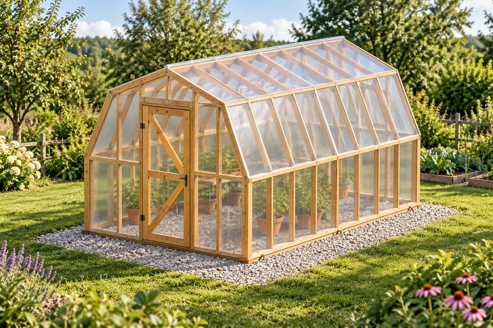 10x16 Gambrel Greenhouse design visualization