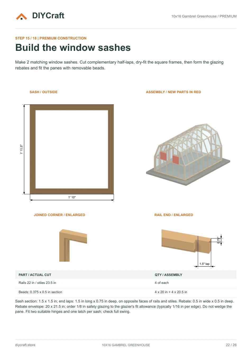 Window sash joinery: Premium page 22: half-lap corners, rebates and sash assembly