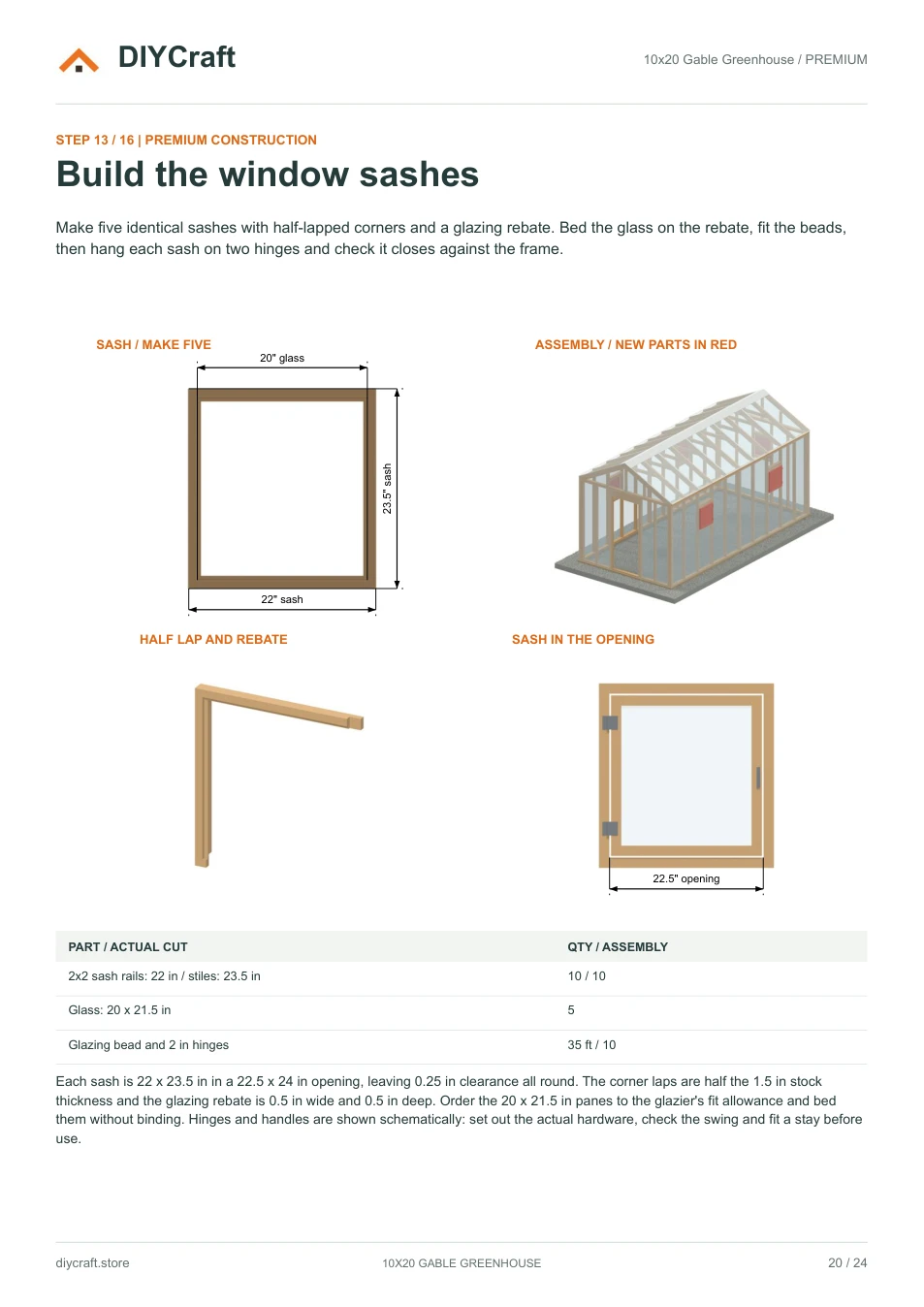 Window sash joinery: Premium page 20: half-lap corners, rebates and sash assembly