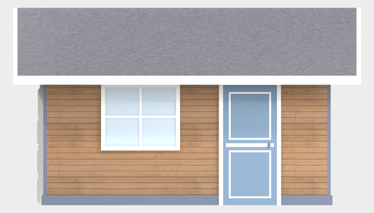 12x16 Garage Shed 12x16 - Front Elevation - window and entry door on the 16ft eave wall