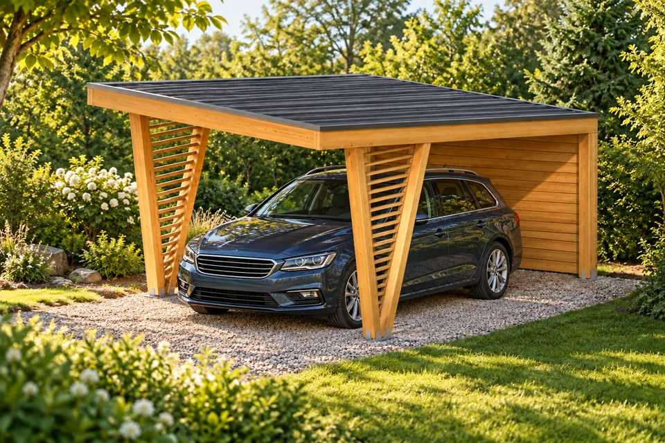 12x20 Modern Single-Car Carport design visualization
