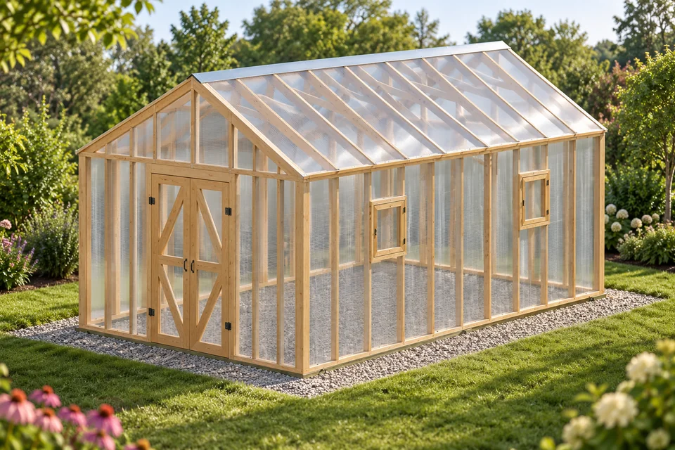 12x20 Gable Greenhouse design visualization