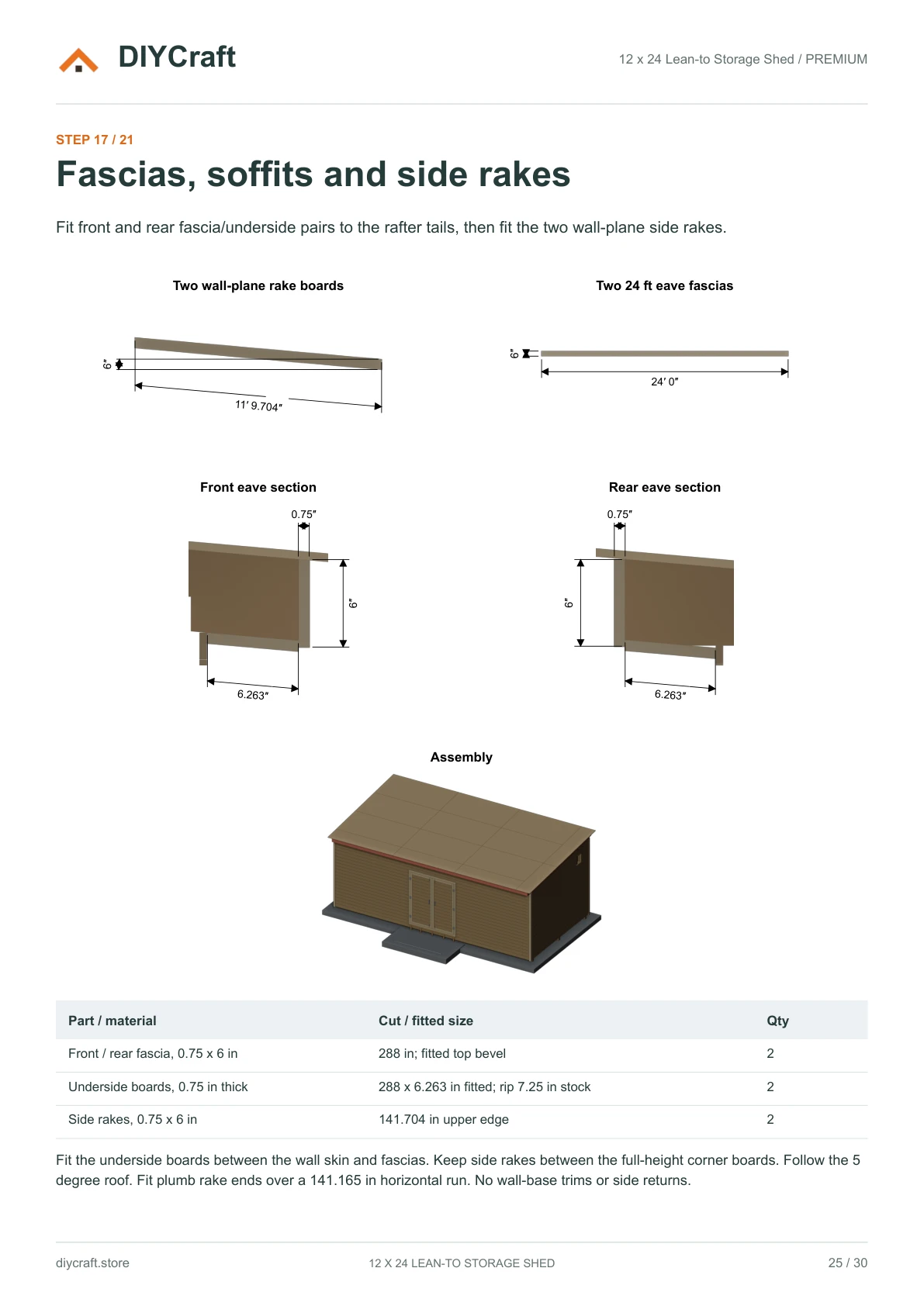 Fascias, soffits and side rakes: Premium page 25: front and rear eave sections