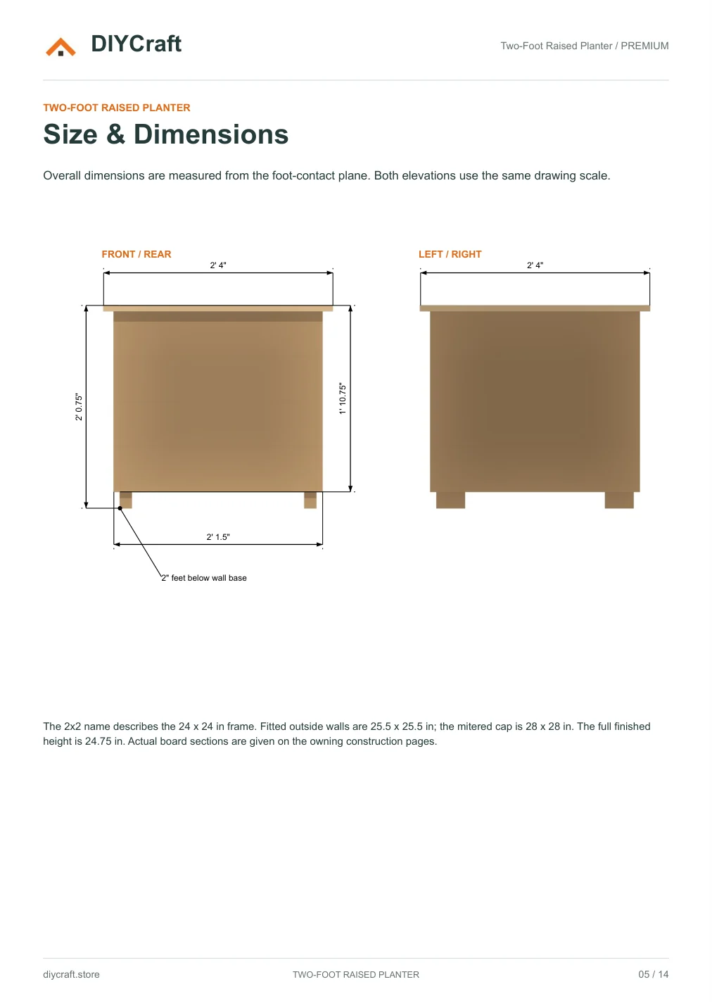 Size and dimensions: Free page 3: front/rear and side elevations.