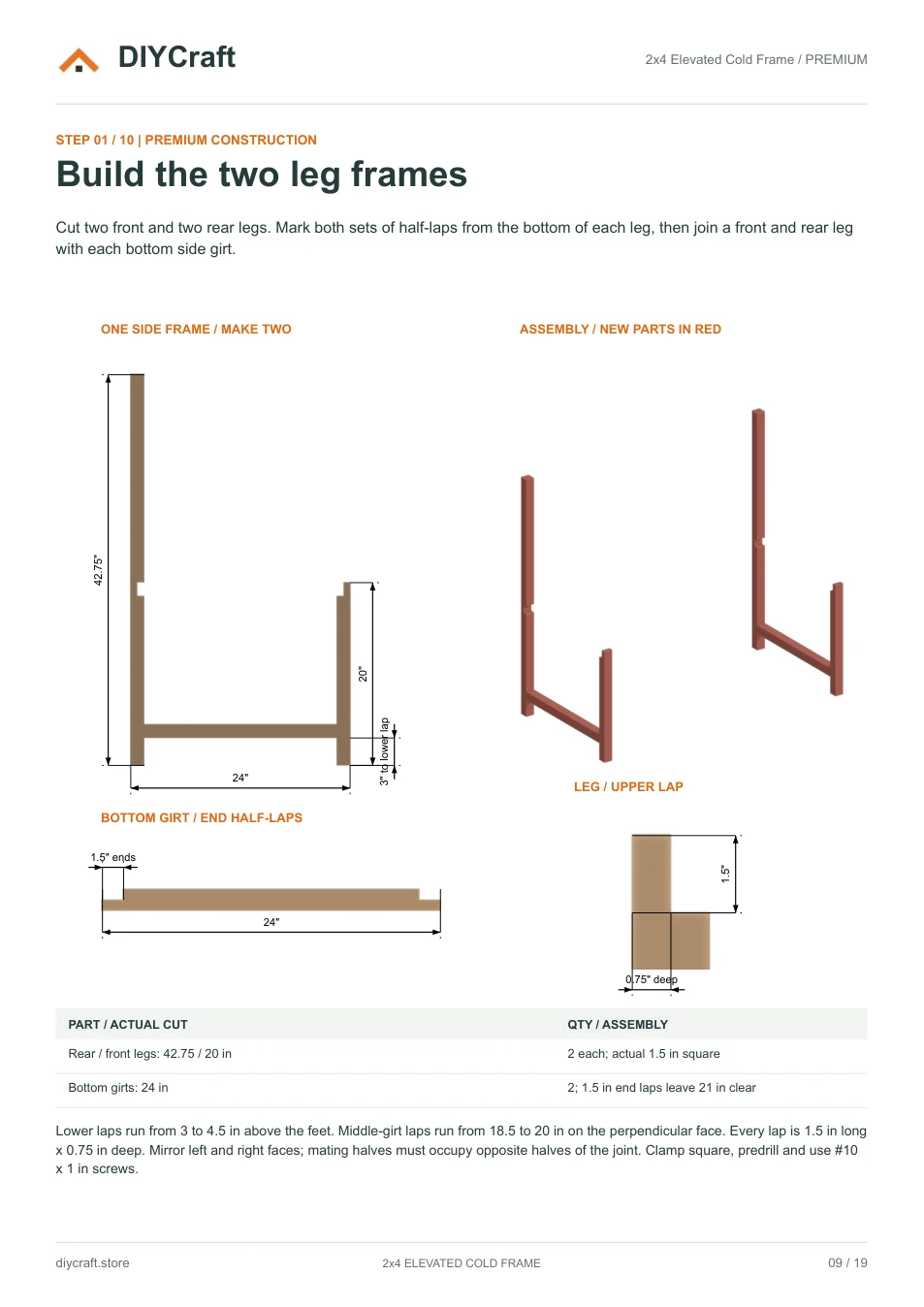 Leg frames: Premium page 9: leg cuts, half-laps and frame assembly