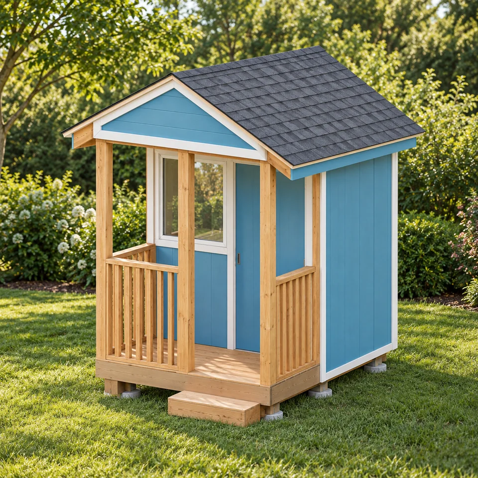 6x8 Porch Playhouse design visualization