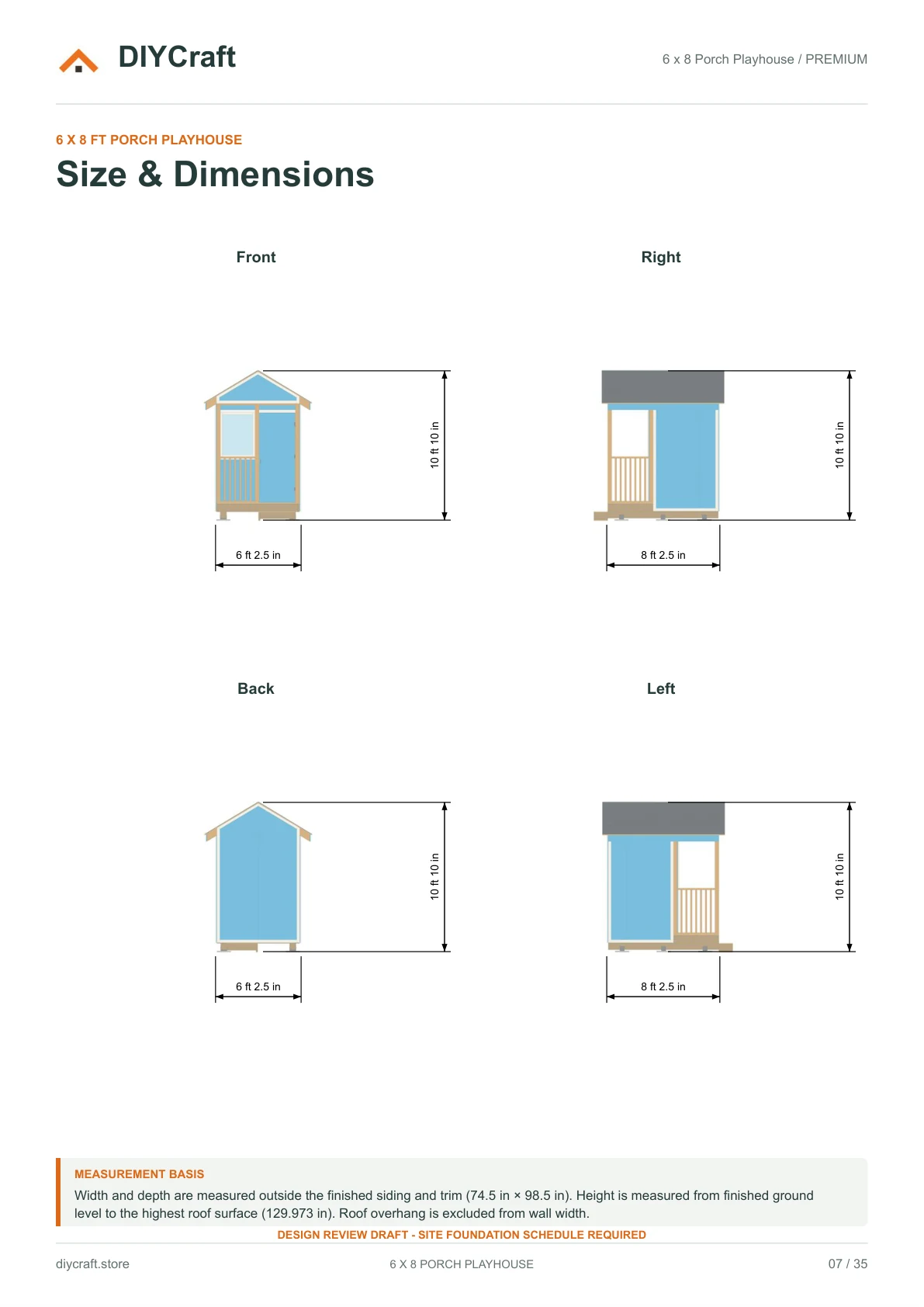 Size and dimensions: Premium page 7