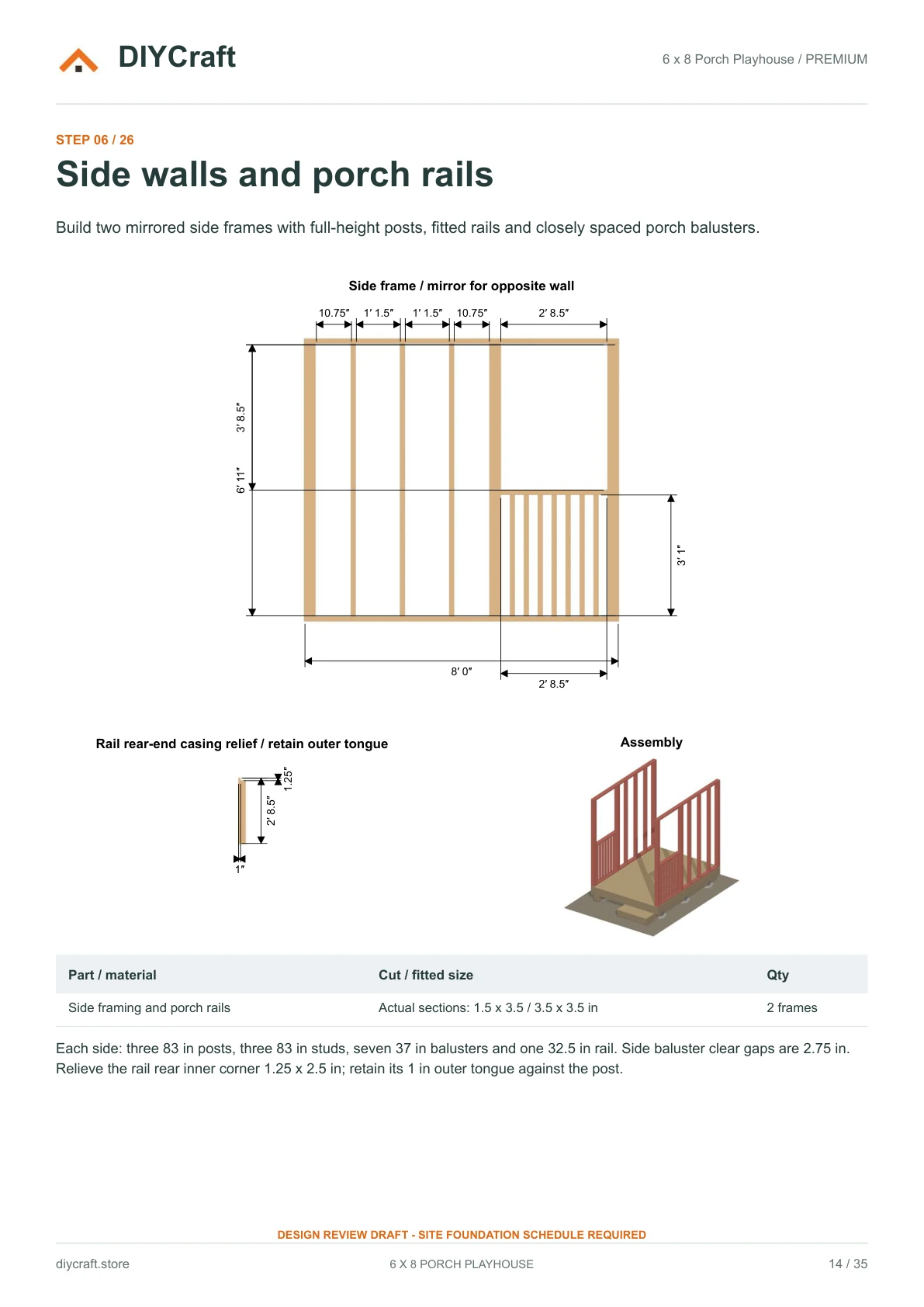 Side frames and porch rails: Premium page 14