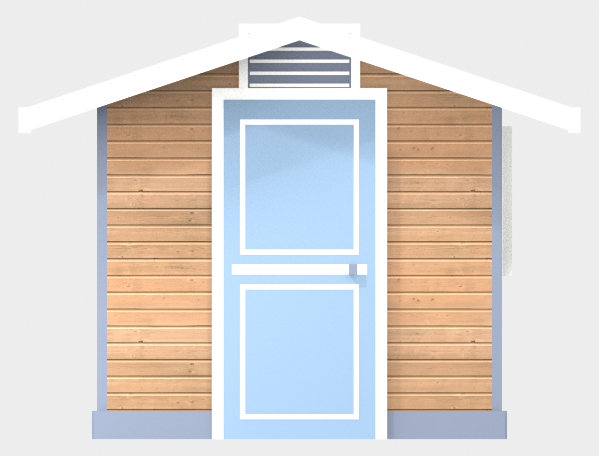 8x10 Garden Shed 8x10 - Left Elevation - 3ft panelled entry door and gable vent