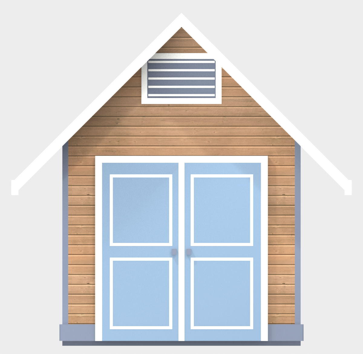 8x10 Storage Shed 8x10 - Left Elevation - double doors and gable vent