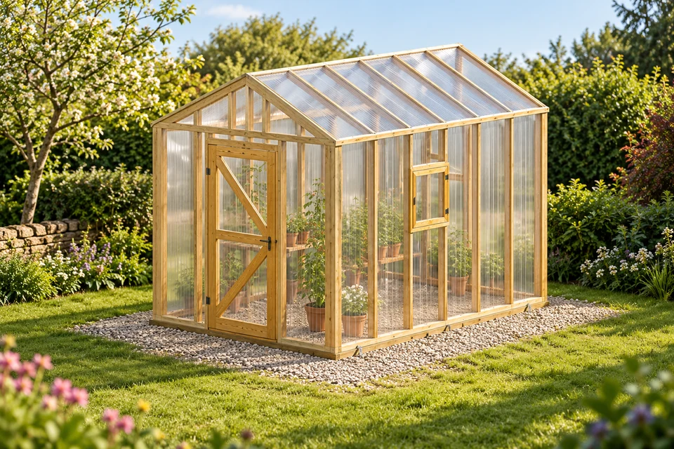 8x12 Gable Greenhouse design visualization