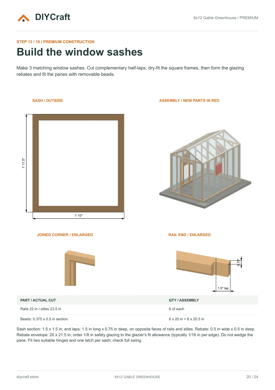 Window sash joinery: Premium page 20: half-lap corners, rebates and sash assembly