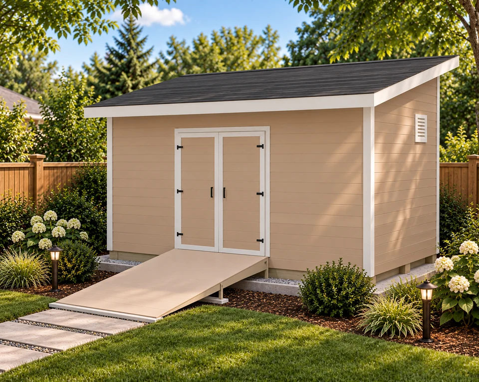 8x16 Lean-to Storage Shed design render