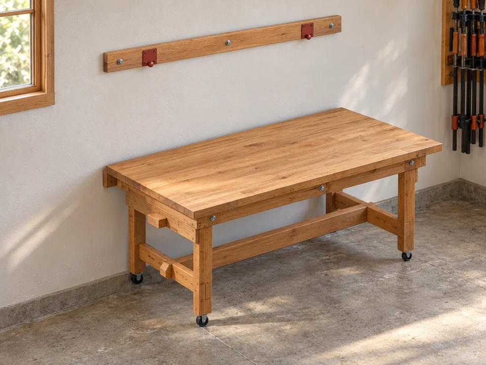 Wall-Mounted Folding Workbench design visualization